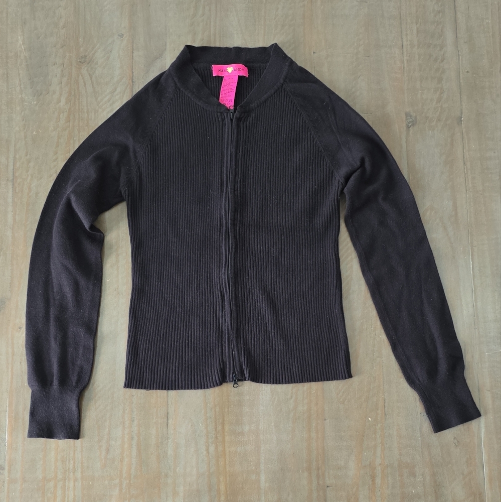 Hard Candy Women's Black Ribbed Cardigan #E0133